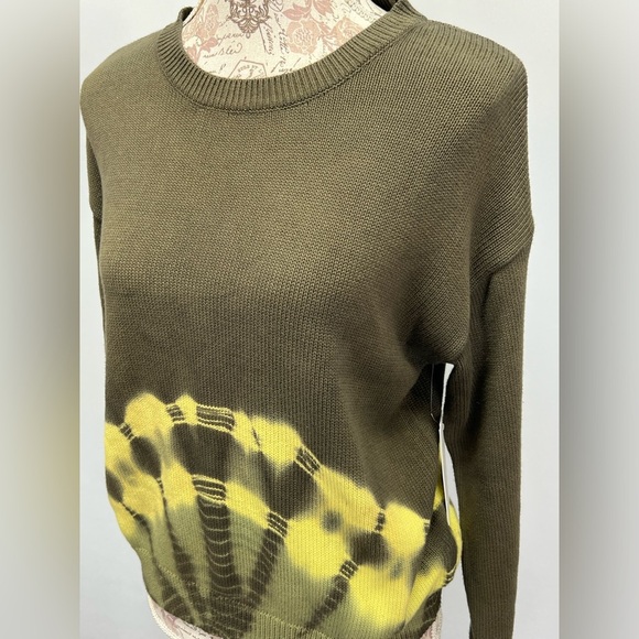 TREASURE & BOND Olive and yellow tie dye crew neck sweater size XL - Picture 2 of 12